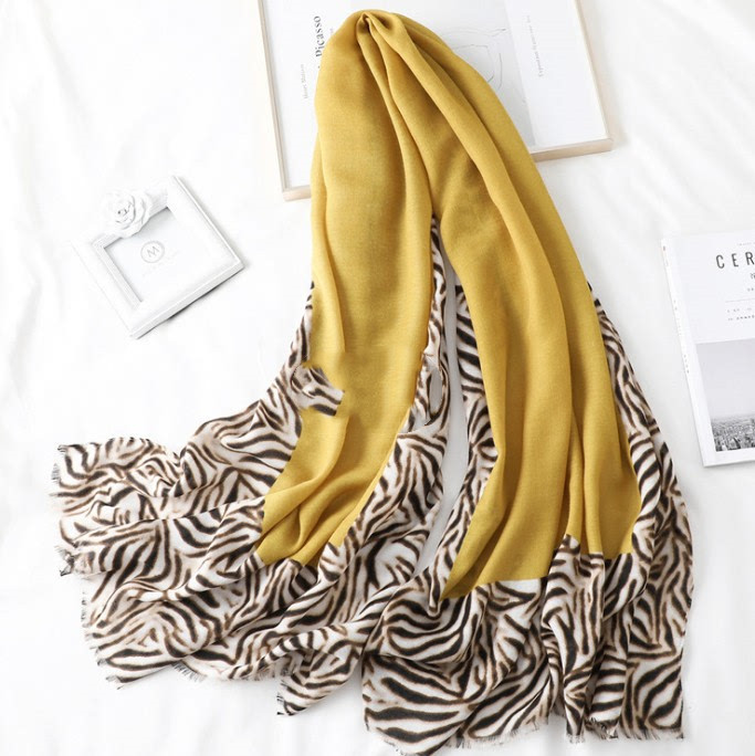 Cotton Leopard Print Long Gauze Scarf